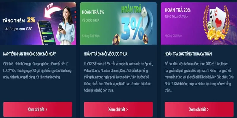 Ưu đãi đặc biệt cho từng trò chơi